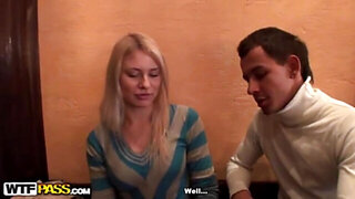 Blonde girl sex adventure in a cafe scene 1