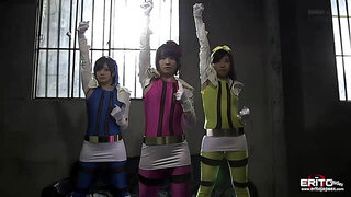 Cute teen Japanese power rangers gets fucked by the villains