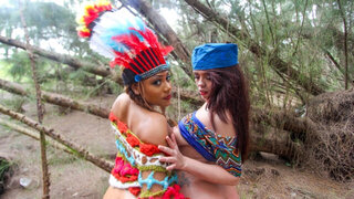 Big booty women smash cock together in restless FFM