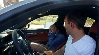 No men around just driver so he fucks Asian Aria Lee by his car