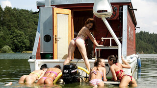 A group of slutty friends getting together for a trip