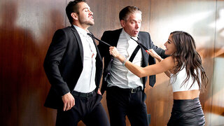 Emily Willis talks two dudes into fuck her needy holes