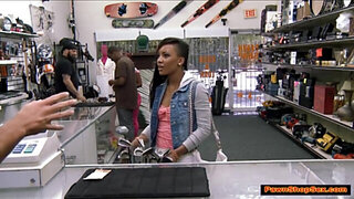 Dark-Hued honey gets a taste of huge rosy dick