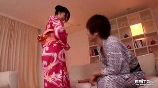 Cute Japanese teen Nanami fucked and facialed wearing kimono