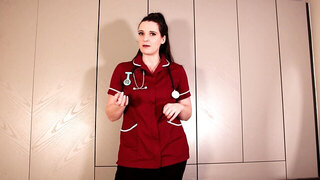 British babe in a nurse outfit strips down on camera