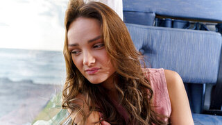 Hot Brunette On Van Seat Experiencing Jerking Orgasm