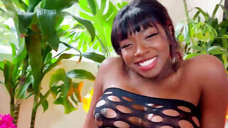 Ebony slut with long legs gets rocked by a big cock