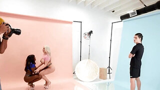 Girls show off in a photoshoot before taking that juicy dick