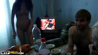 Awesome nude party video with group action