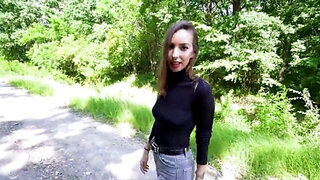 Sweet Bunny prefers fucking in the woods and that is HOT