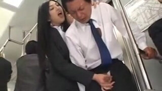 Splendid Japanese Damsel makes him to Gush Jizz on Subway Instruct