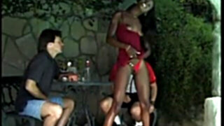 two black women fuck white dude poolside