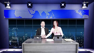 News Anchor is constantly distracted by two gorgeous pussies