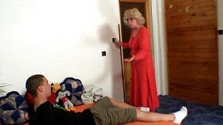 Mommy wants to seduce him but he tries to stop her