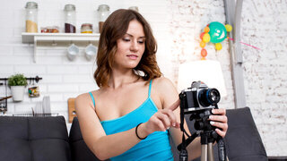 Sofy Soul pleasures her bald teen pussy with a powerful vibrator