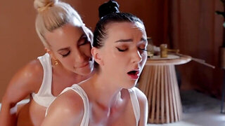 Blonde and brunette doing a lot to make each other cum
